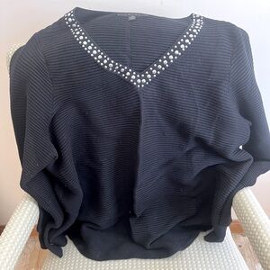 Women’s Cyrus Sweater with beaded collar, black, size 2X. Very high quality!